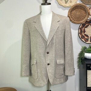 Vintage Pendleton Wool Blazer Sport Coat Beige Tweed Western Cowboy Mens 46 Long